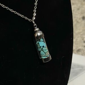 Hand made turquoise moon water necklace!